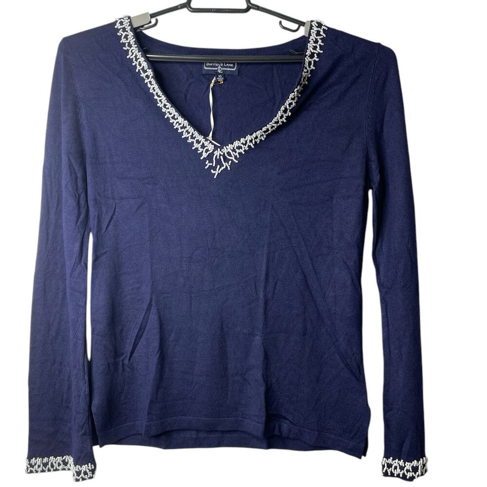 Duffield Lane Briggs Beaded Sweater Top Lightweight X Small New